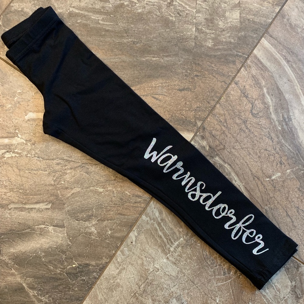 NWT 💯 Custom Black Leggings School Name Asst Size